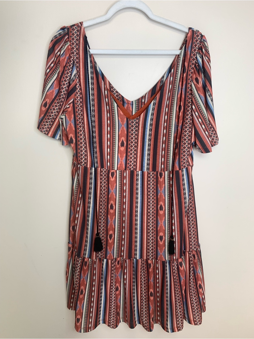 Dex Aztec Pattern Dress Tassels L - Picture 6 of 10